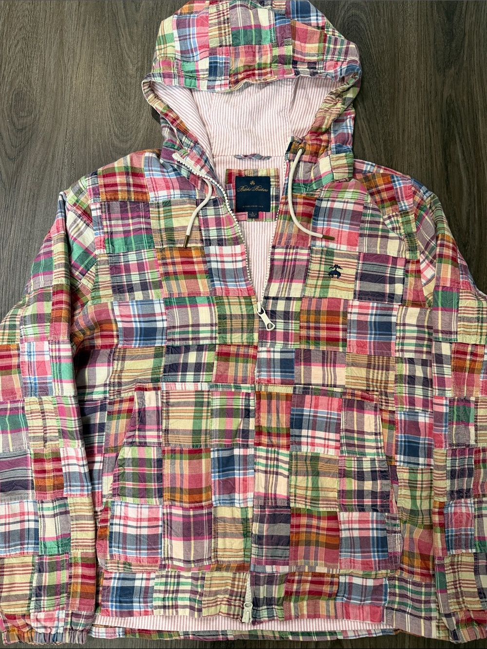 Brooks Brothers Multicolor Plaid Hooded Zip Shirt Jacket